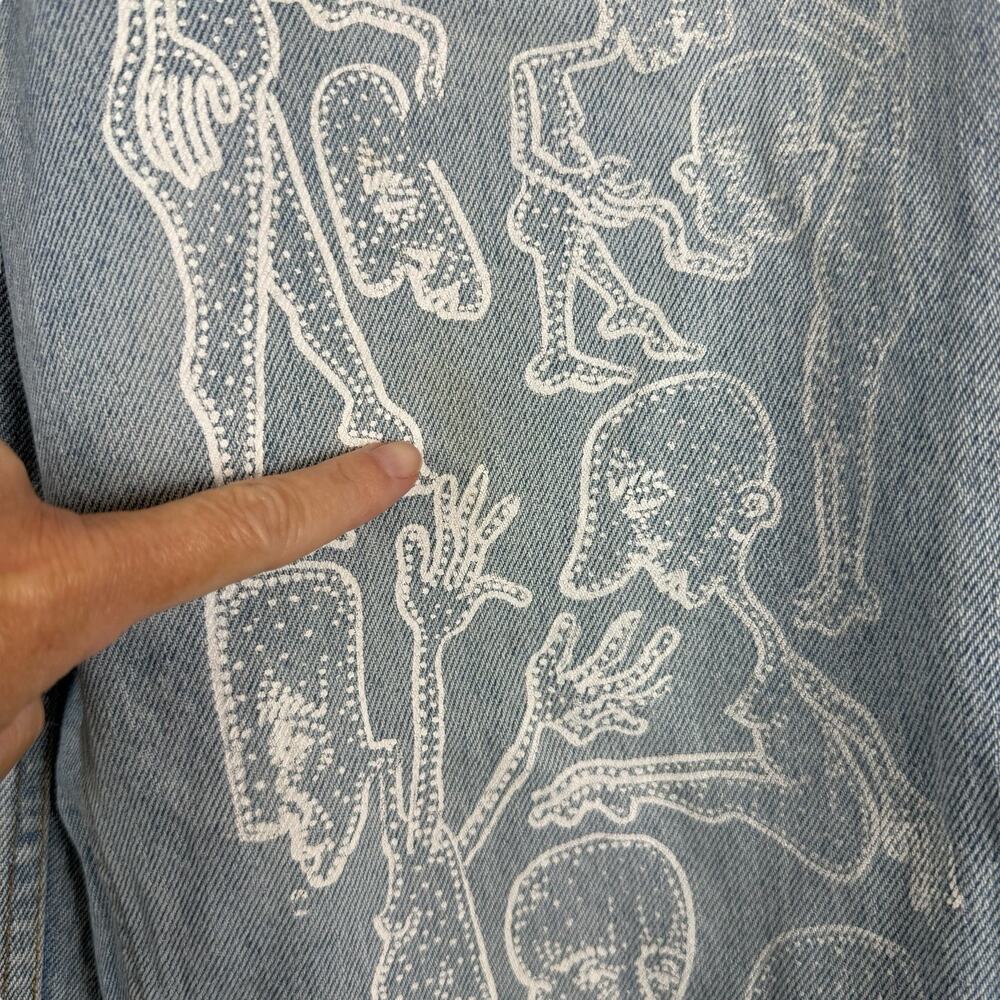 Aeropostale Jeans Womens 10 90's Baggy Light Wash Blue Denim Custom Graphic - Picture 5 of 16